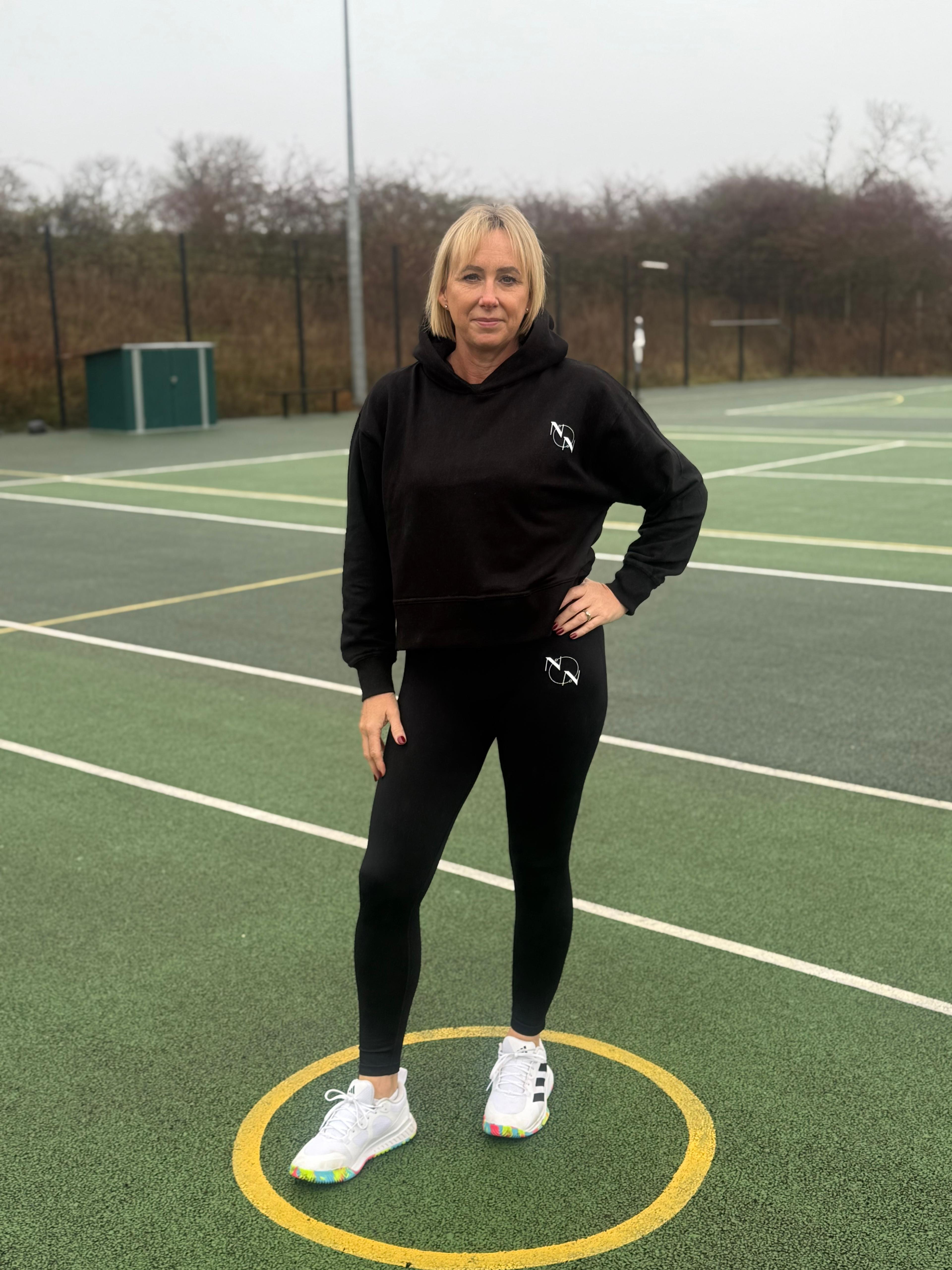 Ladies 'Niche Netball' Logo Relaxed Hoodie Black