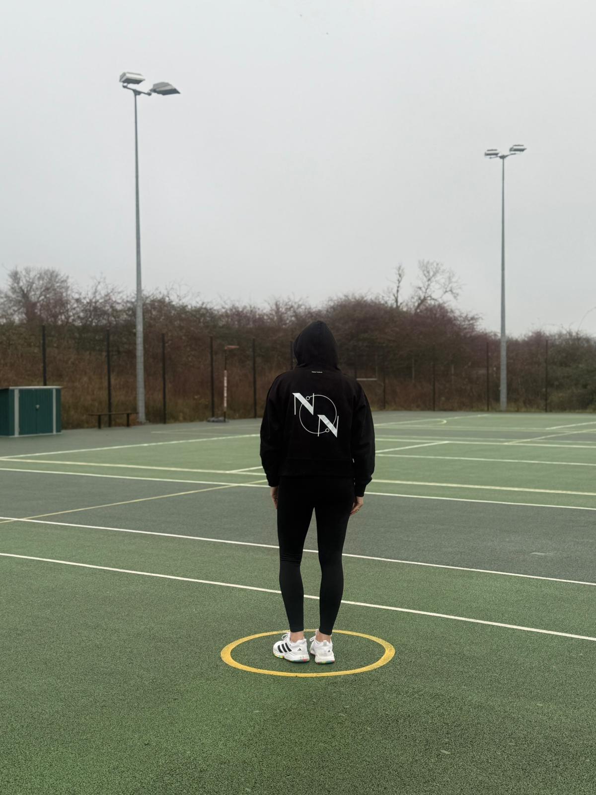 Ladies 'Niche Netball' Logo Relaxed Hoodie Black