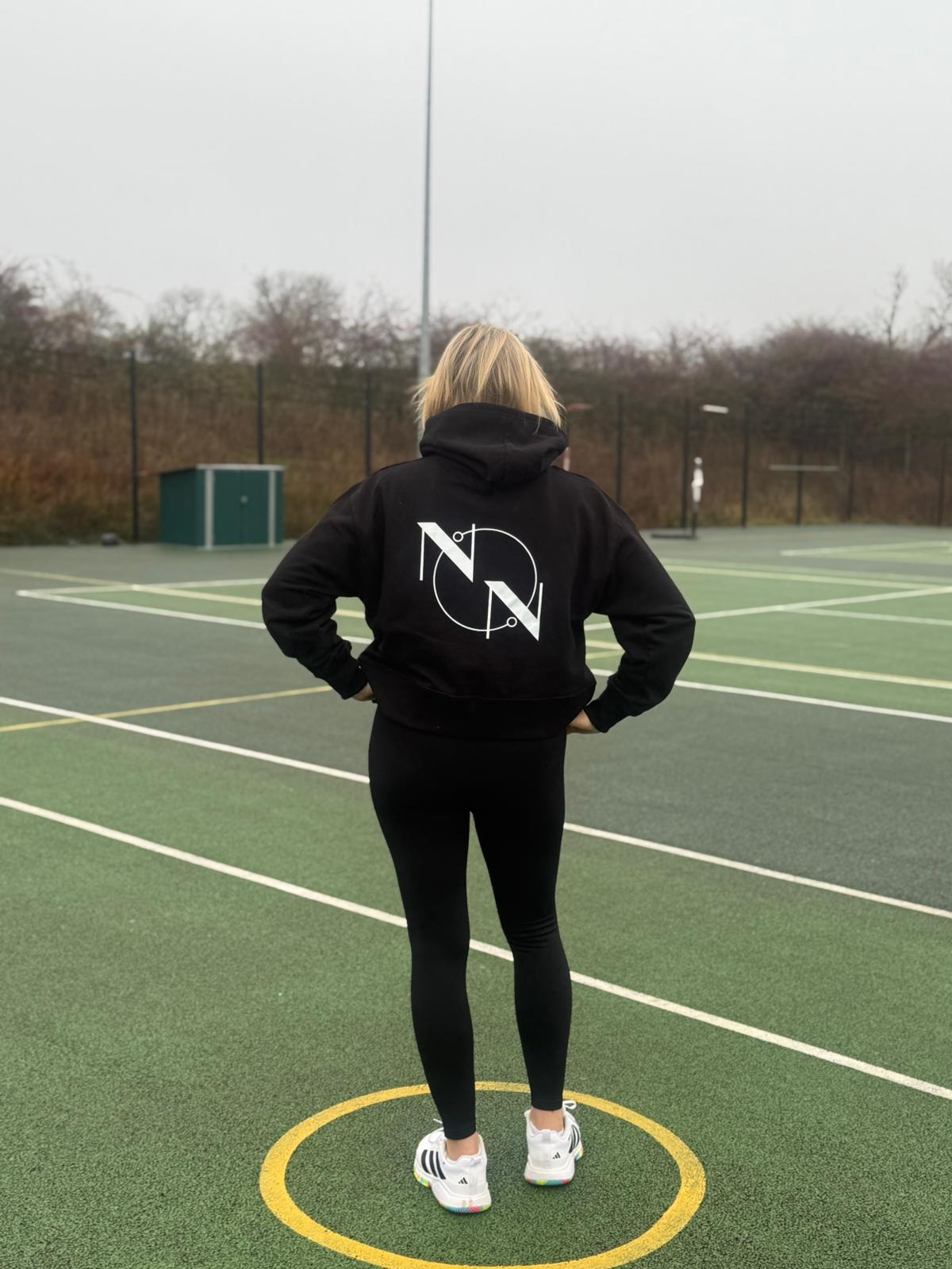 Ladies 'Niche Netball' Logo Relaxed Hoodie Black