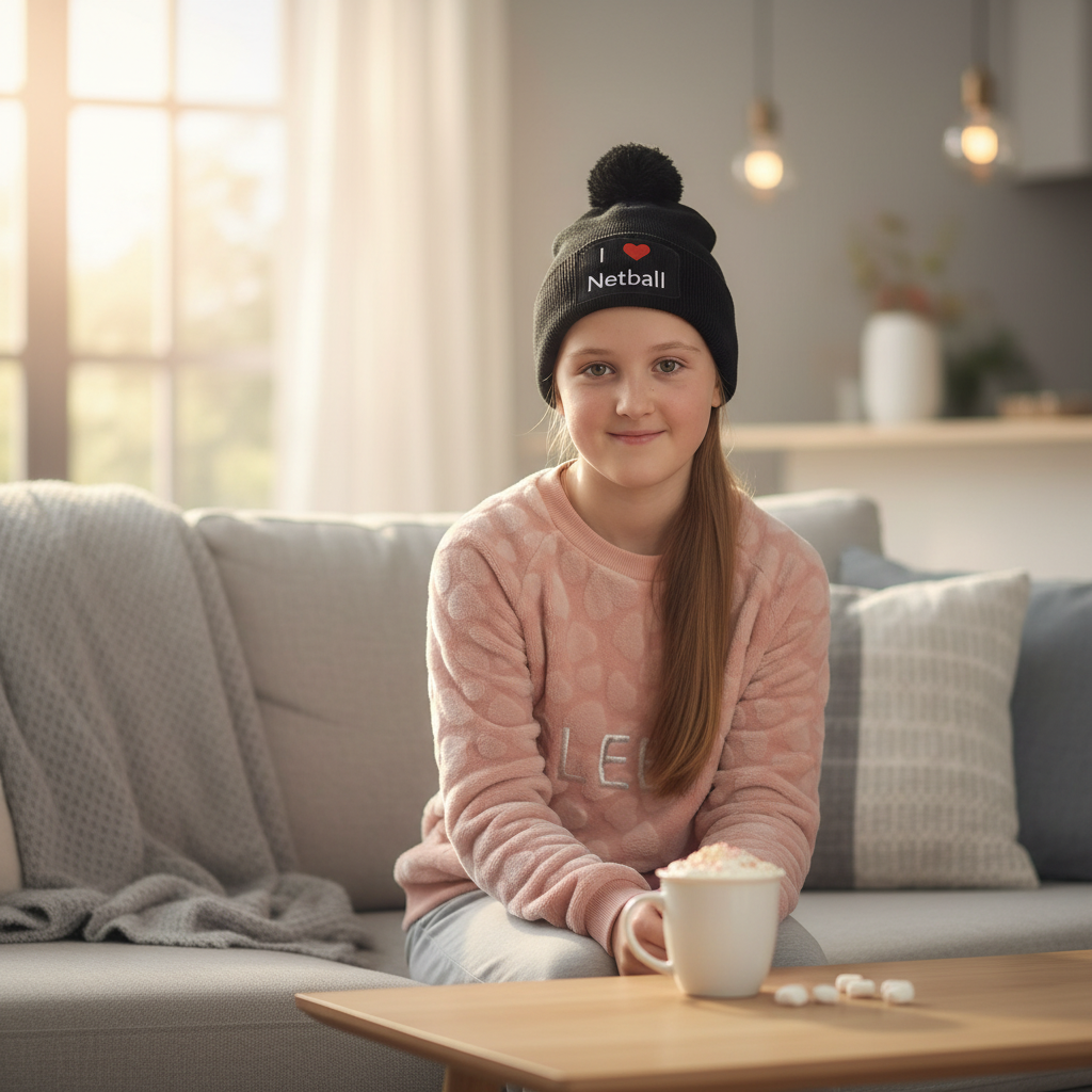 Kids 'I Love netball' Beanie