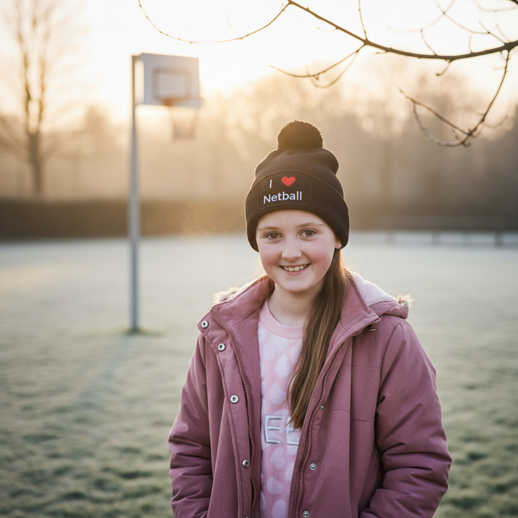 Kids 'I Love netball' Beanie