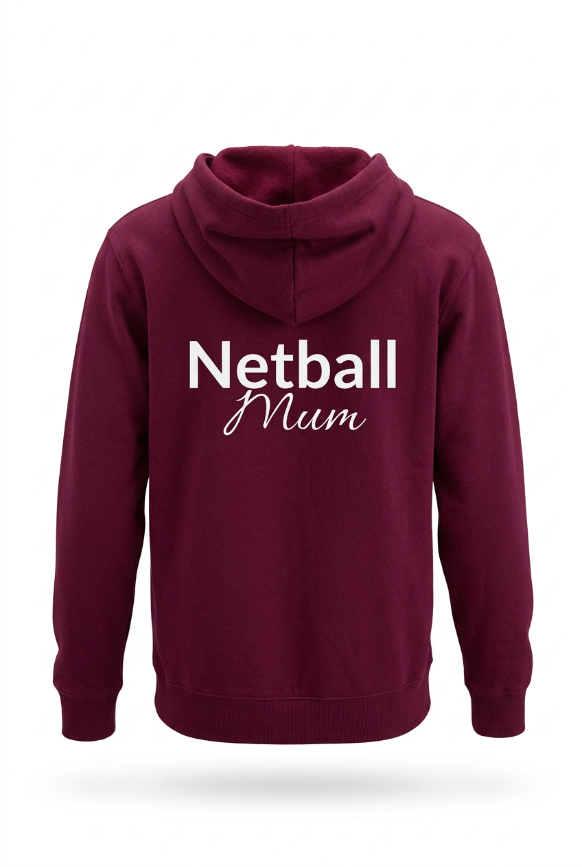 Burgandy Red 'Netball Mum' Hoodie