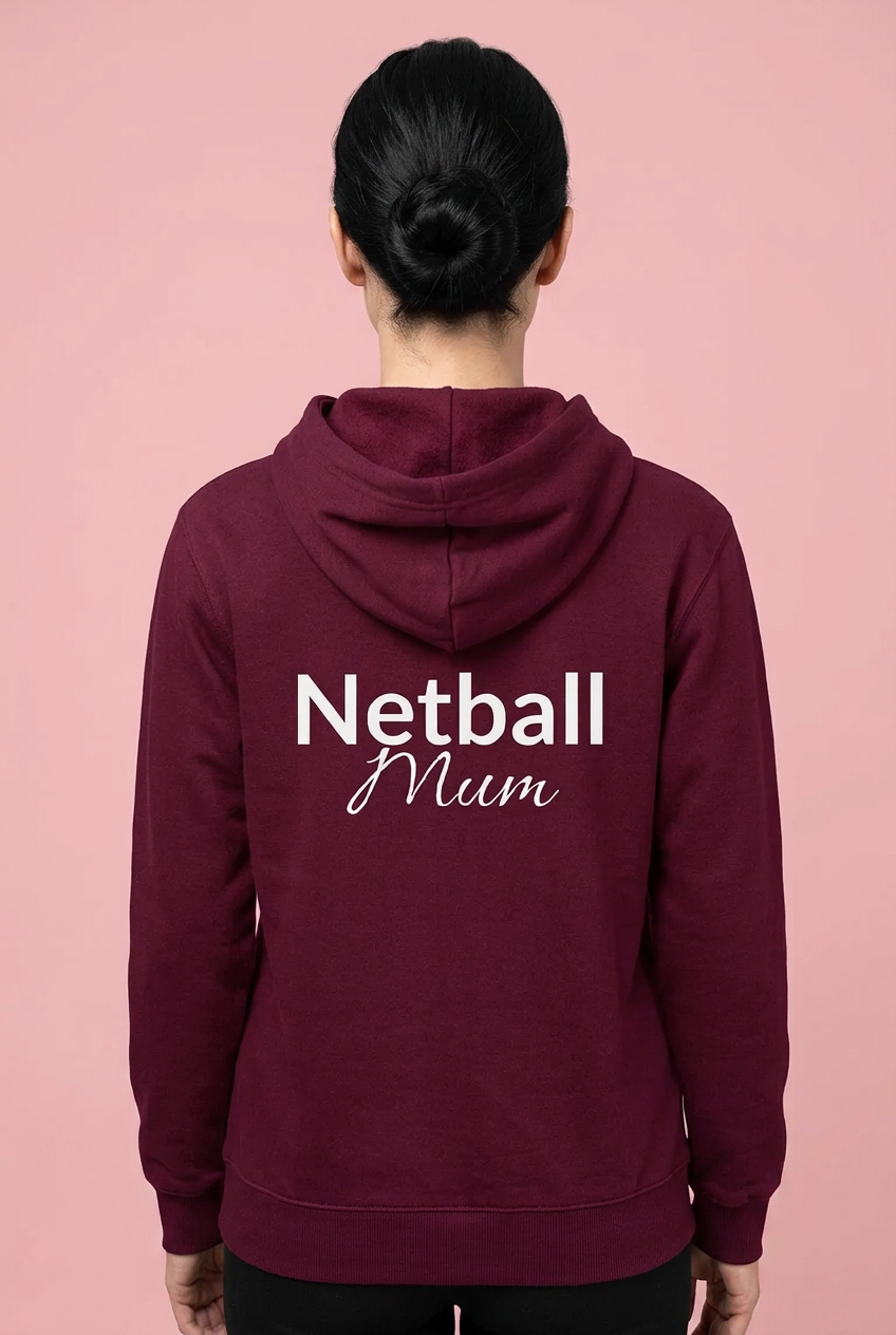 Burgandy Red 'Netball Mum' Hoodie