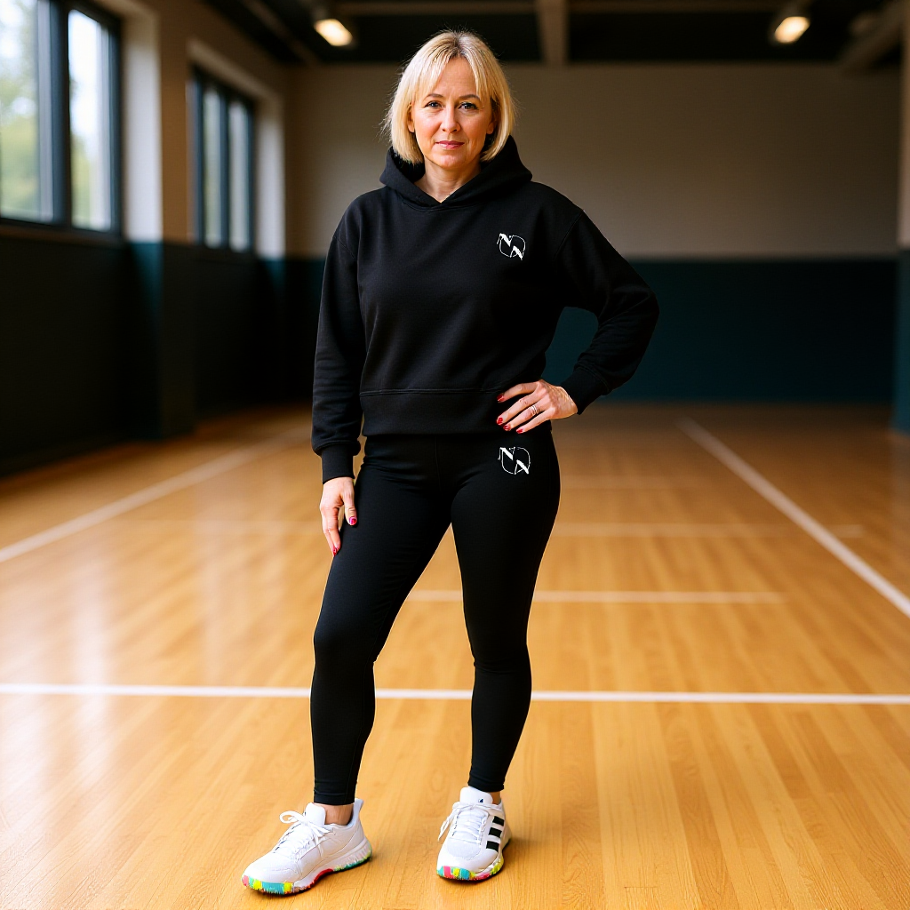 Ladies 'Niche Netball' Logo Relaxed Hoodie Black