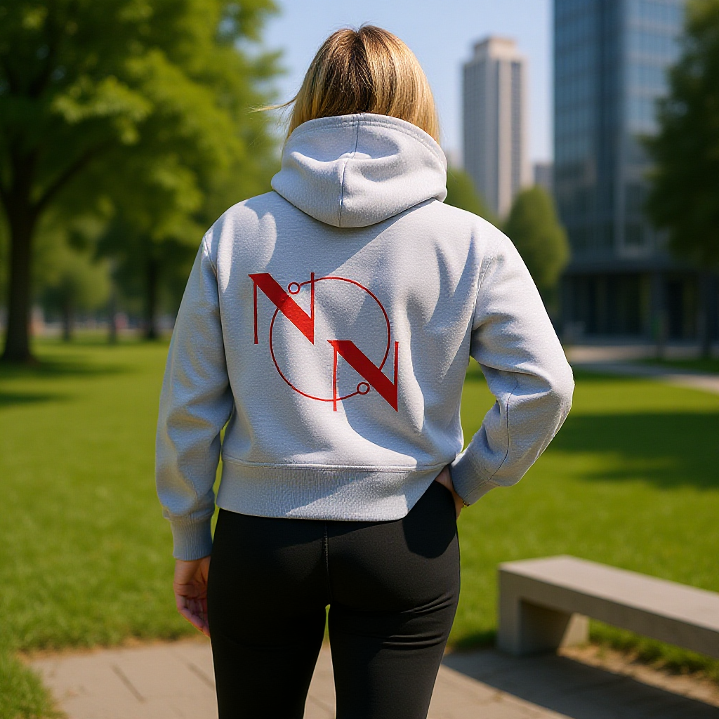 Ladies 'Niche Netball' Logo Relaxed Hoodie Grey/Red