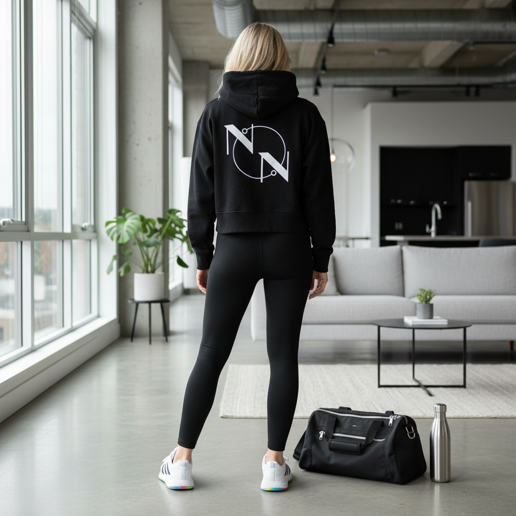 Ladies 'Niche Netball' Logo Relaxed Hoodie Black