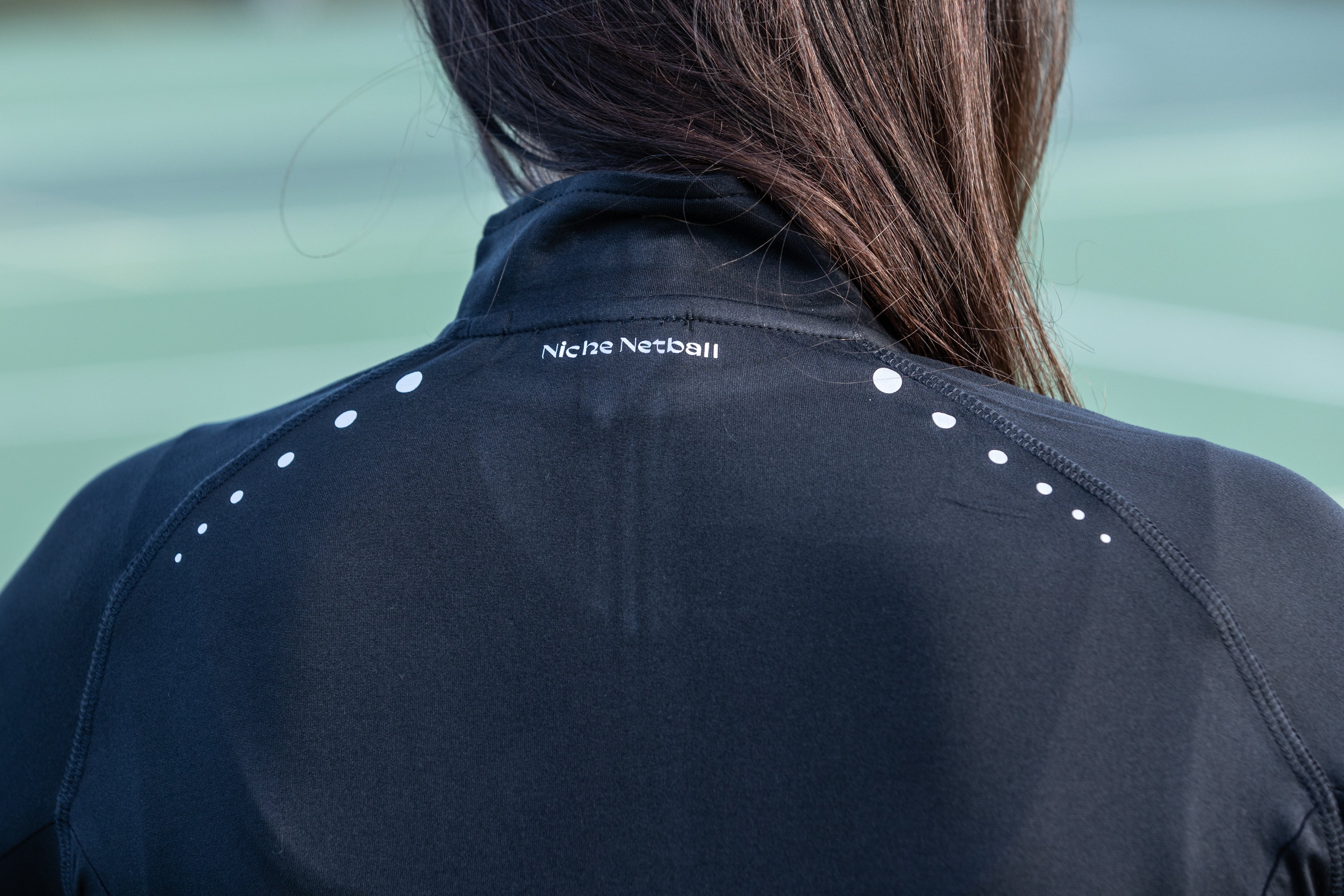 Ladies Black Long Sleeve Zip Neck Performance Top