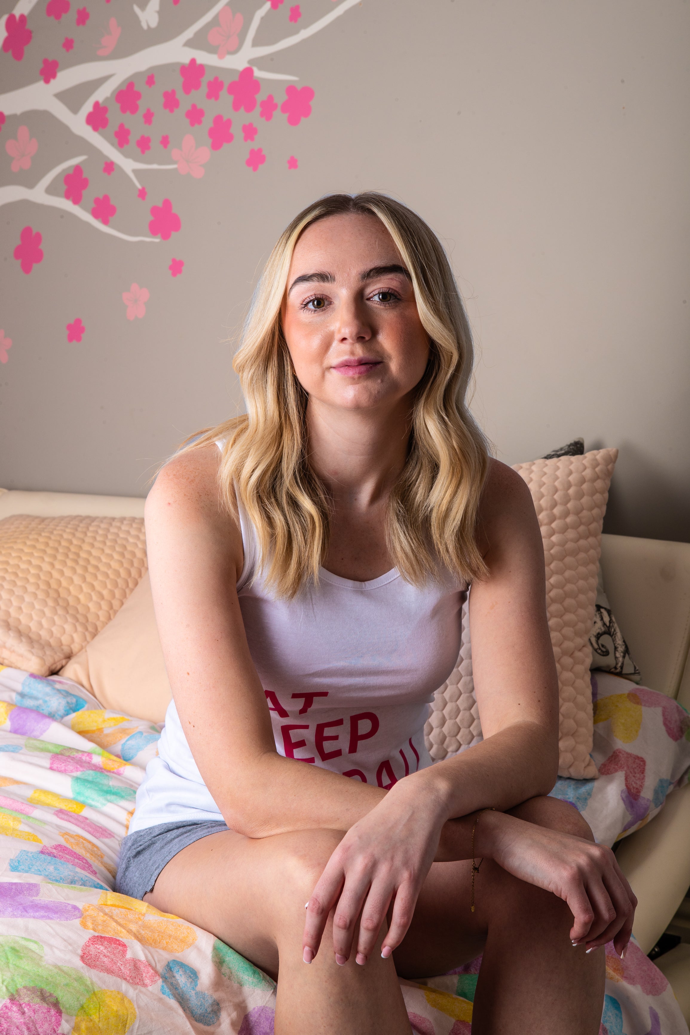 Eat, Sleep, Netball, Repeat Ladies Short PJ's in a Bag White/Grey